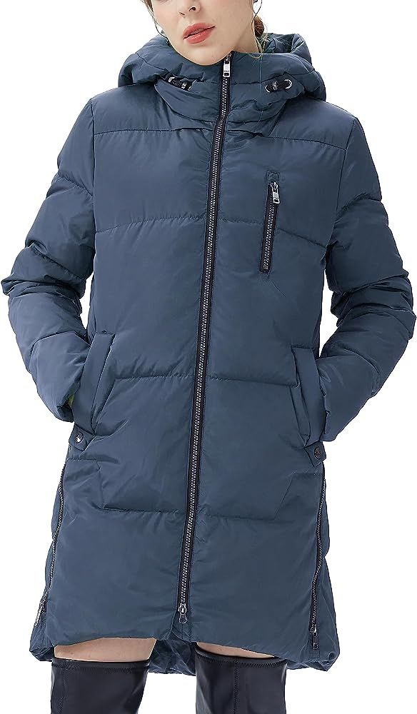 Orolay Women's Stylish Down Hooded Jacket with Two-Way Zipper Winter Down Coat Puffer Jacket | Amazon (US)
