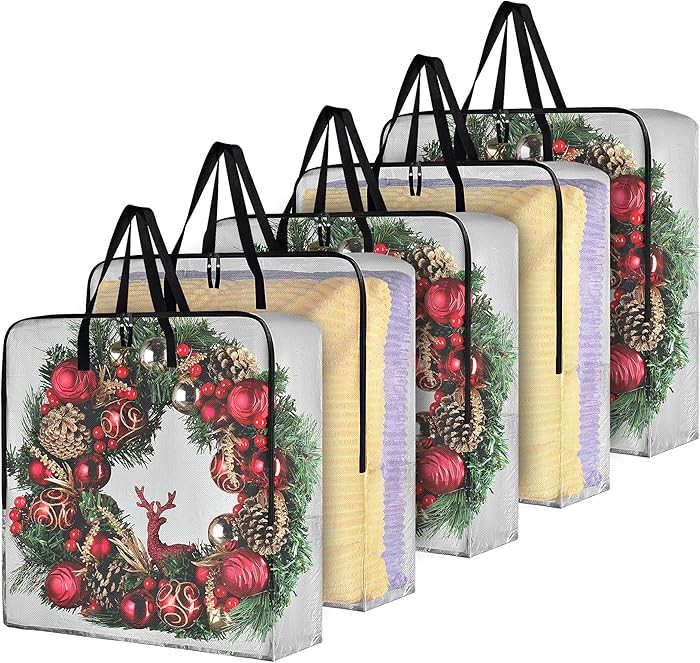 Handy Laundry Square Wreath Storage Bag - 5-PACK Durable Material, Zipper, Sturdy Carry Handle, D... | Amazon (US)