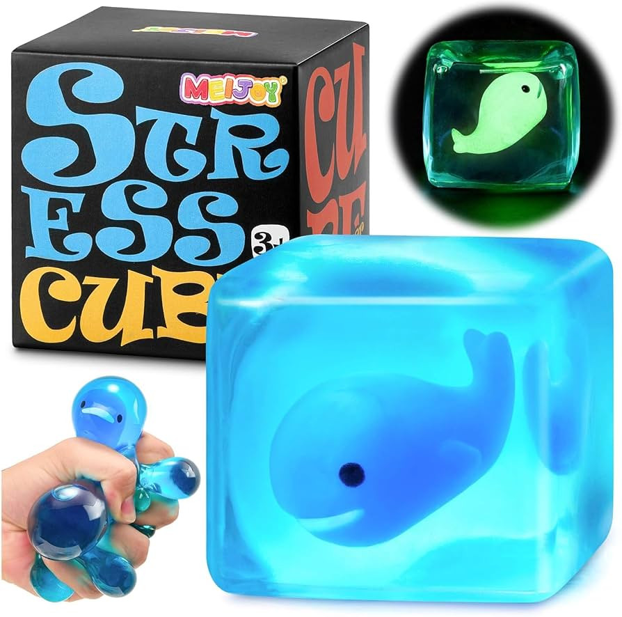 Squishy Fidget Toys Stress Cube - Squeeze Toys Stress Balls for Adults Slow Rising Squishies Glow... | Amazon (US)
