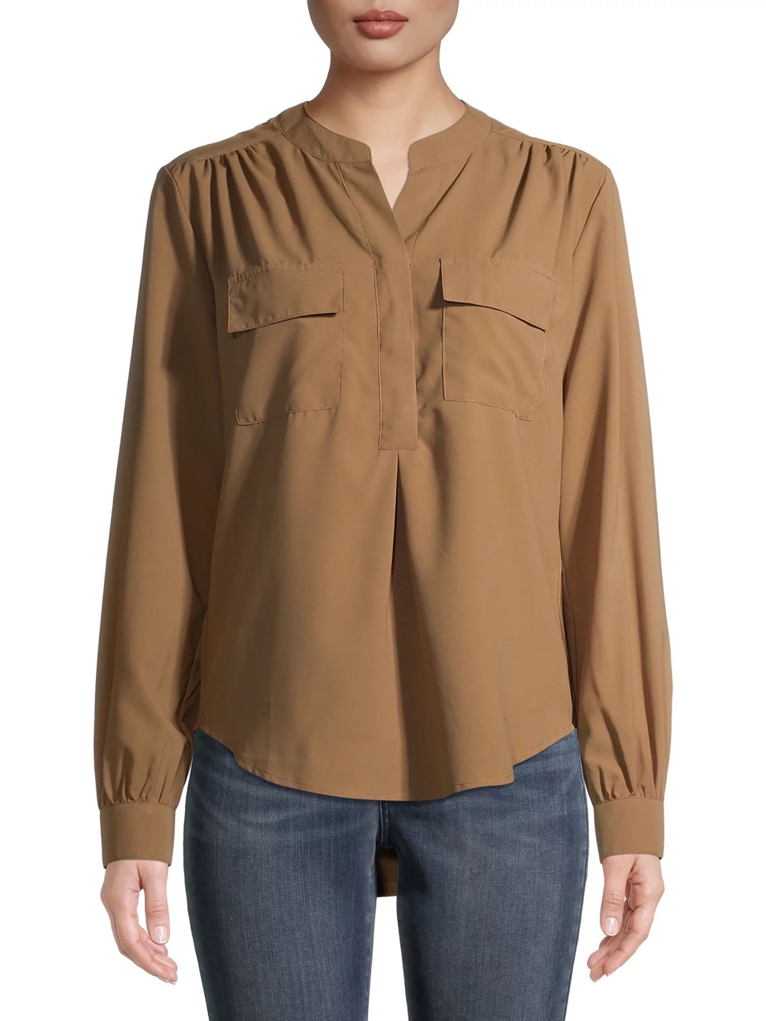 Time and Tru Women's Long Sleeve Utility Shirt | Walmart (US)