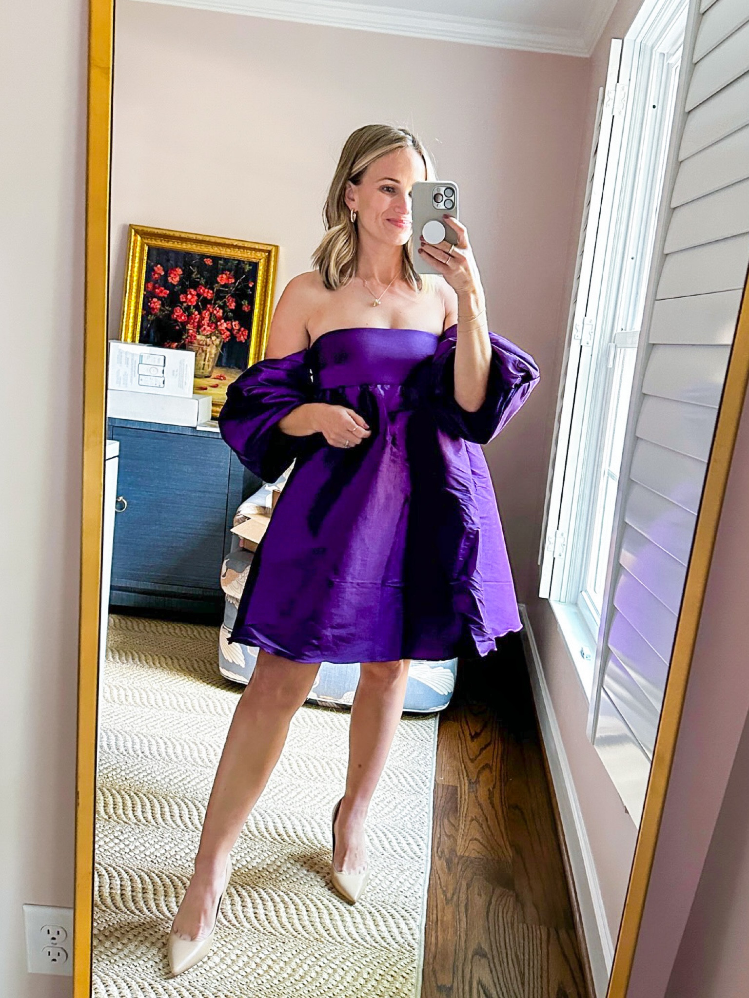 kika vargas purple dress Printed Mini Dress