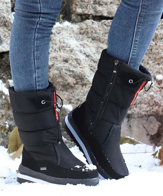 RXFSP Women's Cold Weather Boots Black - Black Tall Snow Boot - Women | Zulily