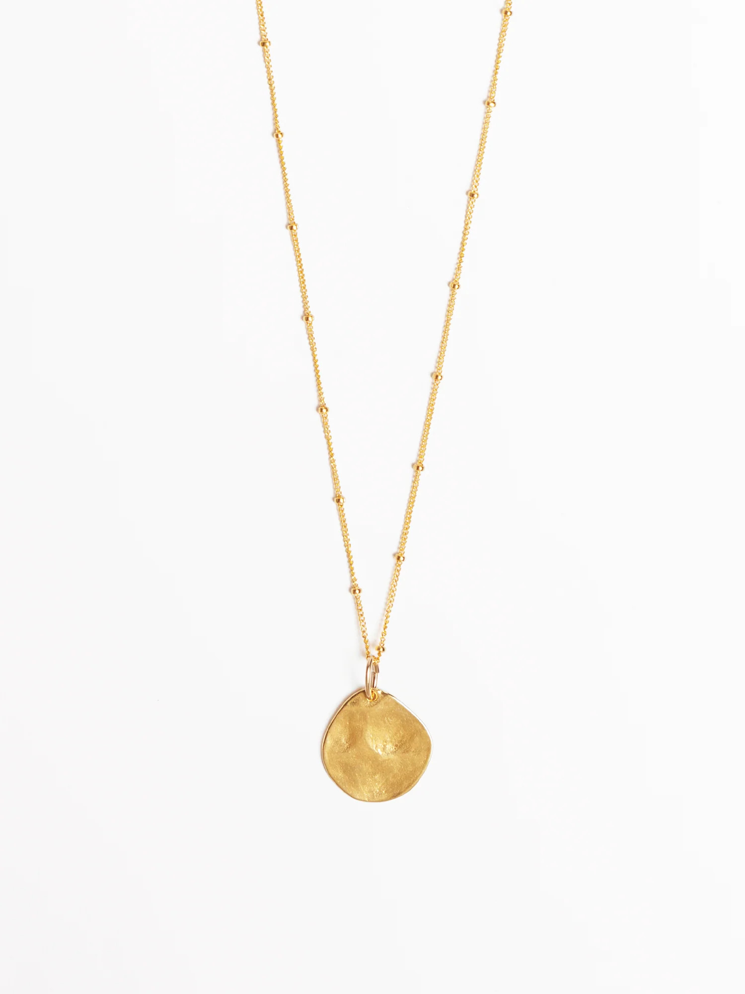 Danielle Medium Hammered Gold Pendant on Celeste Chain | Narrative Jewelry