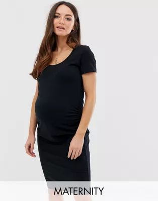 Mamalicious Maternity organic cotton mini dress in black | ASOS (Global)