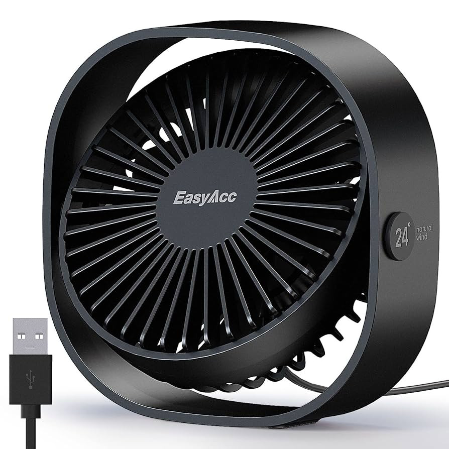 EasyAcc USB Small Desk Fan, Slumber Pod Fan [360°Rotatable Head &Powerful ] 3 Speeds Portable Pe... | Amazon (US)