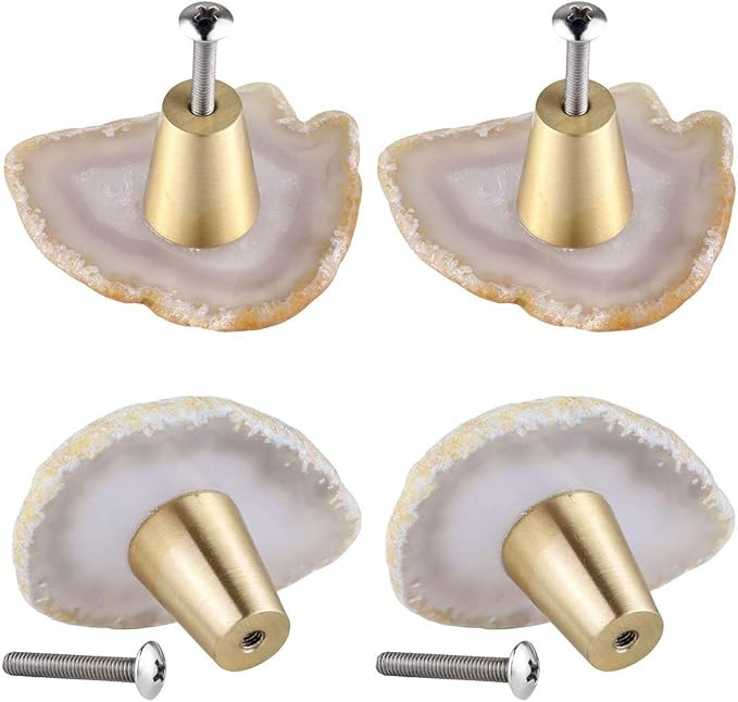 mookaitedecor Agate Slice Cabinet Knobs with Screws Set of 4, Drawer Pull Handles Dresser Wardrob... | Amazon (US)