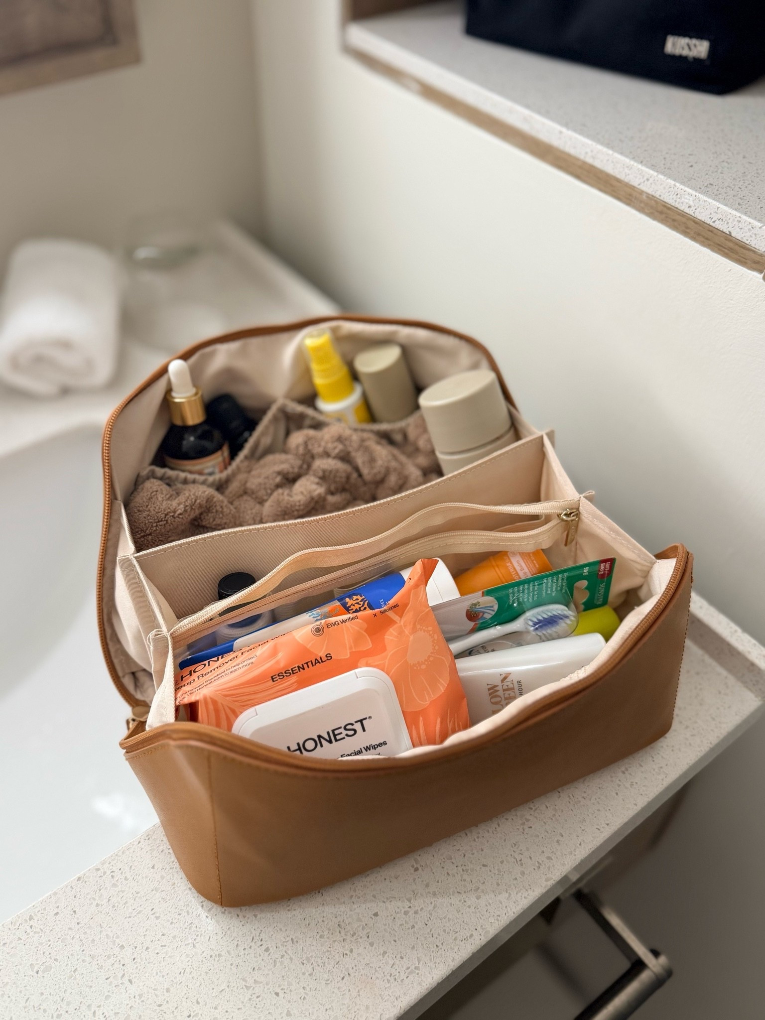 My Amazon cosmetic bag is the perfect size for a carryon and has so many pockets to keep my essentials, organized or travel.

#LTKgrwm #LTKmorningroutine #LTKTravel