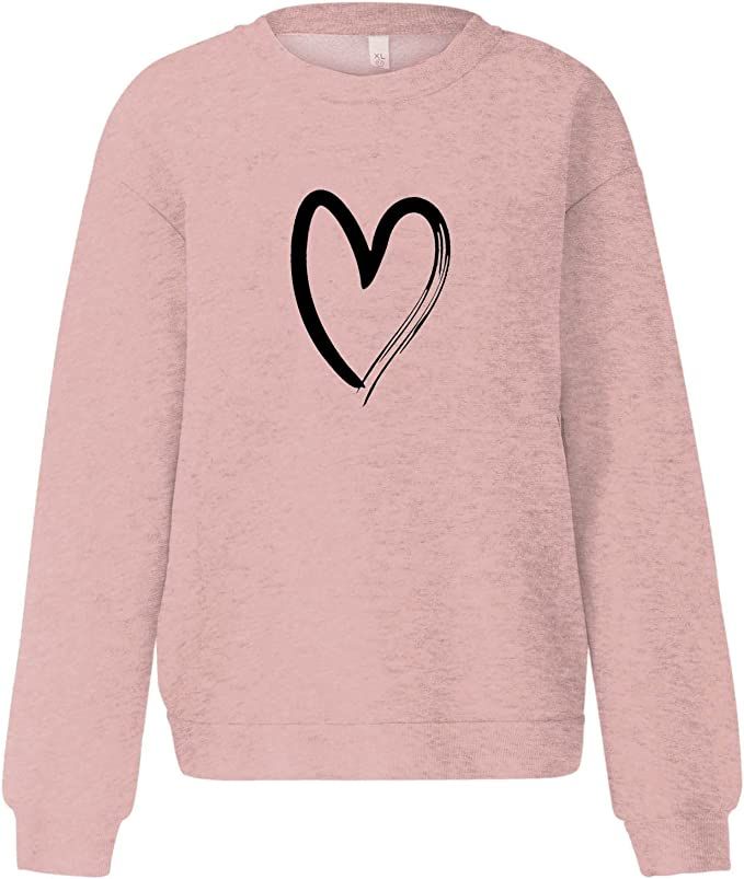 YUTANRAL Valentines Day Gifts for Her 2023 Cute Graphic Long Sleeve Crewneck Sweatshirts Blouses ... | Amazon (US)
