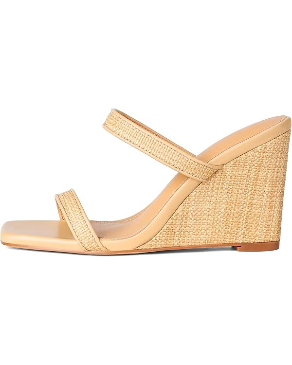EQAUDES Wedge Sandals for Women Beach Shoes Espadrilles - Square Toe, Chunky Heel, Slip-On, Slide... | Amazon (US)