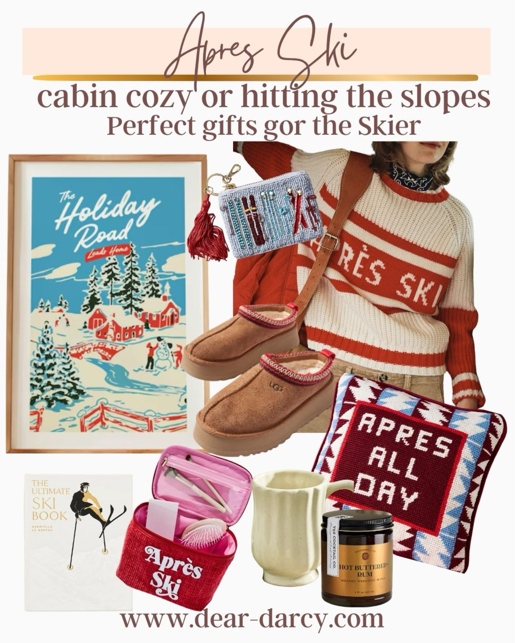 Apres Ski

Cozy cabin or hitting the slopes

Perfect gift ideas for the skier in your life

Beautiful vintage poster that’s farm worthy

Apres ski knit sweater, cozy chunky knit  fits tts 
Perfect with jeans or over your ski gear 

Little ski bag with tassel zip top perfect for little wallet, make up bag or small personal items

Needle  point pillow ( the link may be a different pillow) due to the link has several needle points to pick from like you would colors. 

Apres travel bag 

Hot toddies mix
A great mug for toddies 

Ugg slippers perfect for after wearing ski boats 

Ski coffee table book 


#LTKGiftGuide #LTKStyleTip