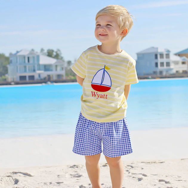 Primary Sailboat Applique Short Set | Classic Whimsy