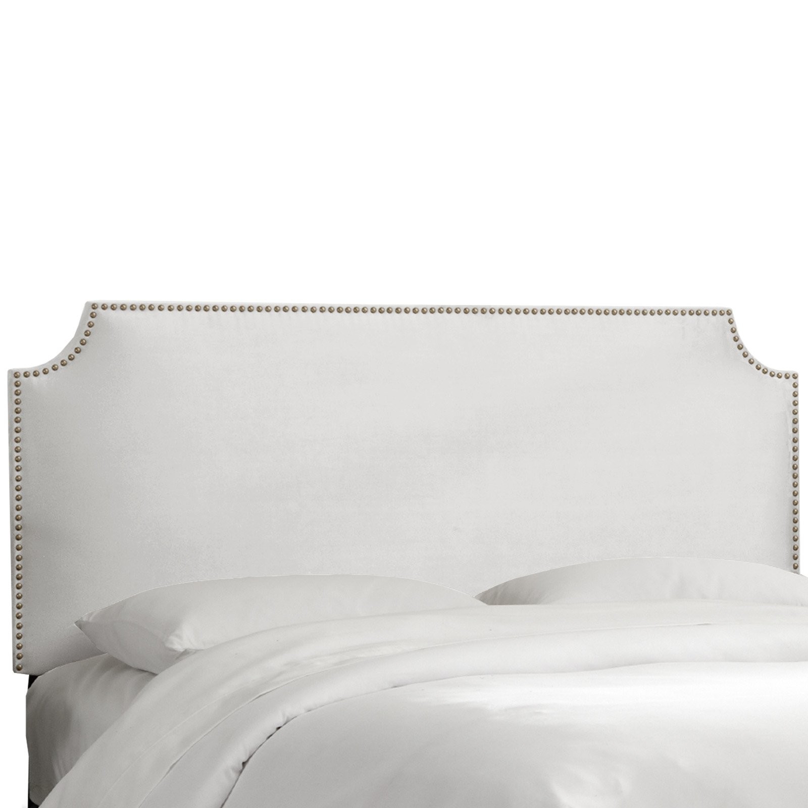 Skyline Notched Nailhead Upholstered Headboard Premier White | Hayneedle