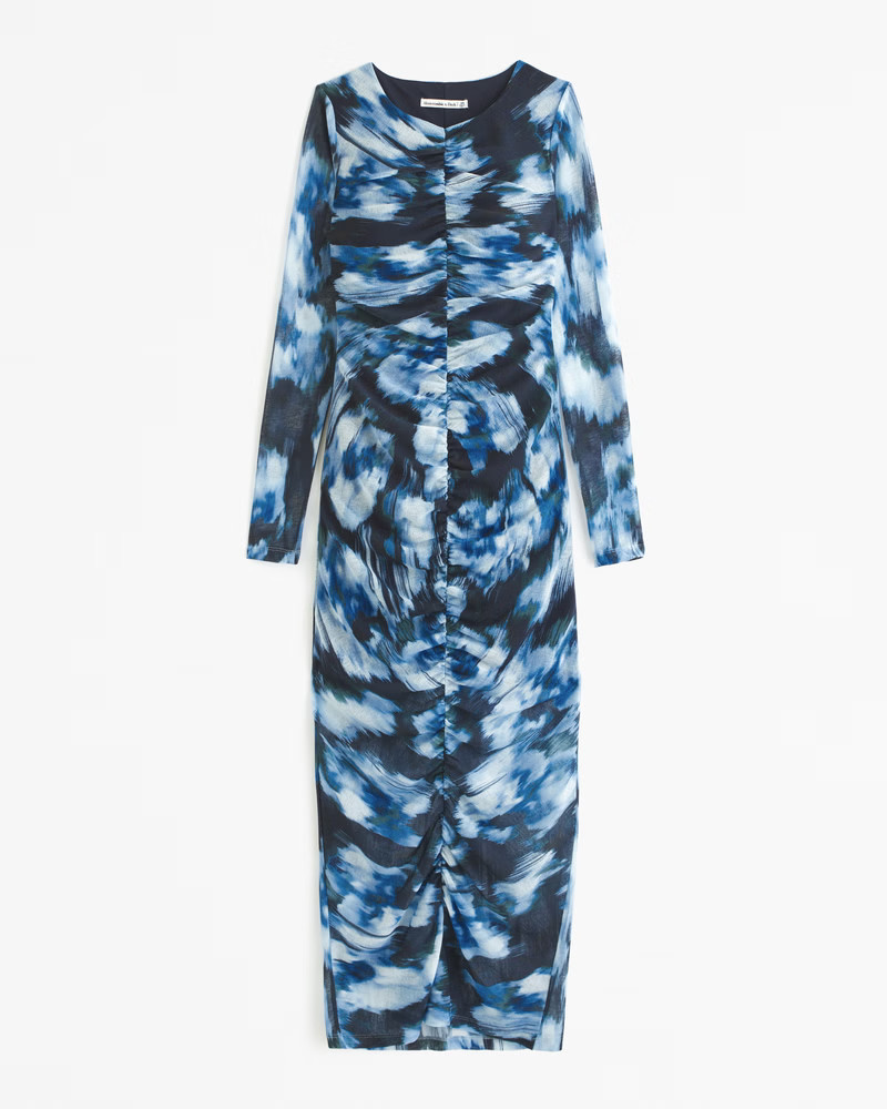 Long-Sleeve Mesh Midi Dress | Abercrombie & Fitch (US)