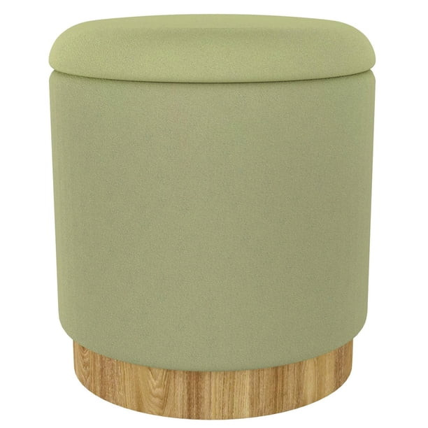 Modern  Fabric Round Storage Ottoman - Sage & Natural | Walmart (CA)