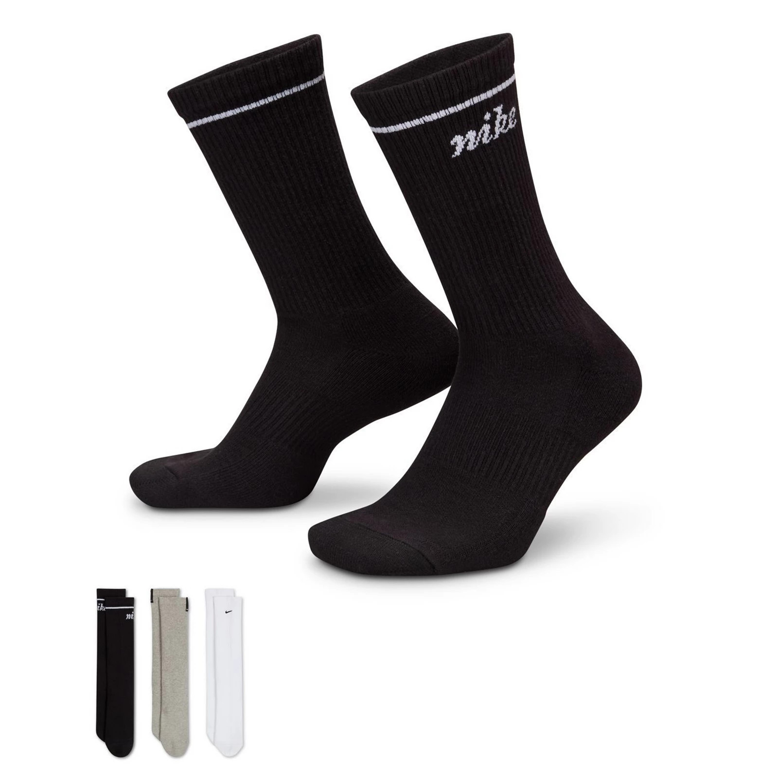 Women's Nike Everyday Plus Cushion Crew Socks 3-pk., Size: Medium, White Grey Black | Kohl's
