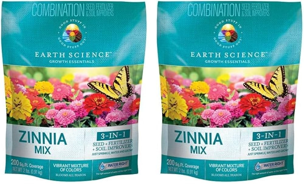 Zinnia Mix from Earth Science (2 lb), 3-in-1 Mix with Premium Wildflower Seed, Plant Food and Soi... | Amazon (US)