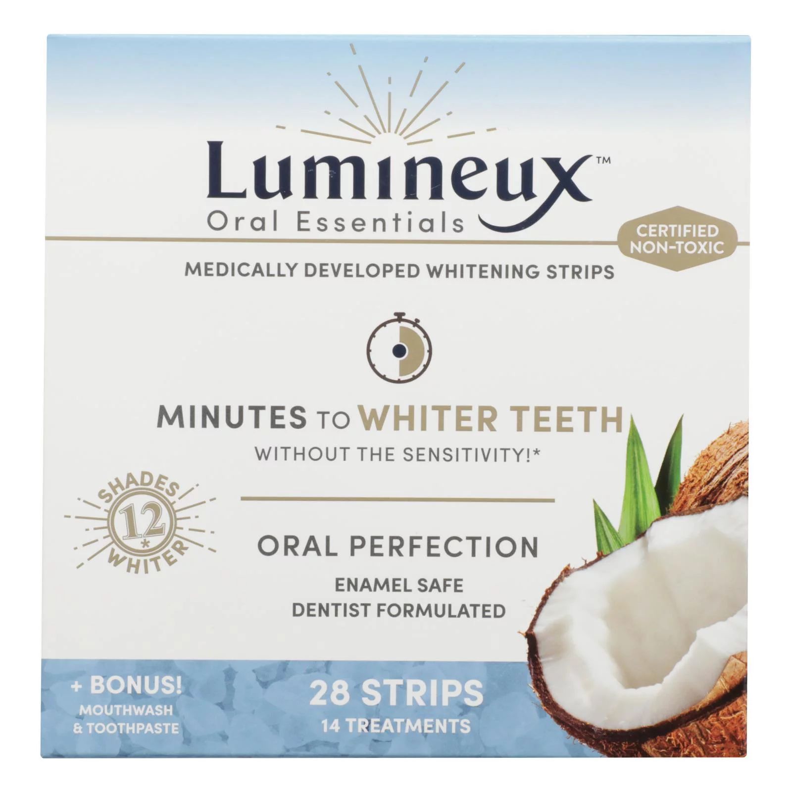 Lumineux Oral Essentials  Whitening Strips  28 Strips   Bonus Mouthwash   Toothpaste  28 Strips | Walmart (US)
