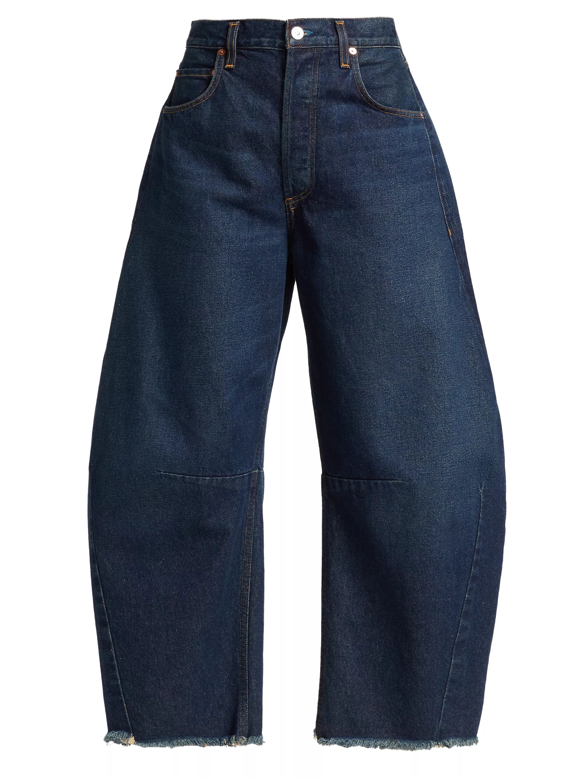 Horseshoe Wide-Leg Frayed Jeans | Saks Fifth Avenue