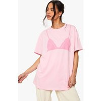 Womens Crochet Bikini Oversized Printed T-Shirt - Pink - Xl | boohoo (US & Canada)