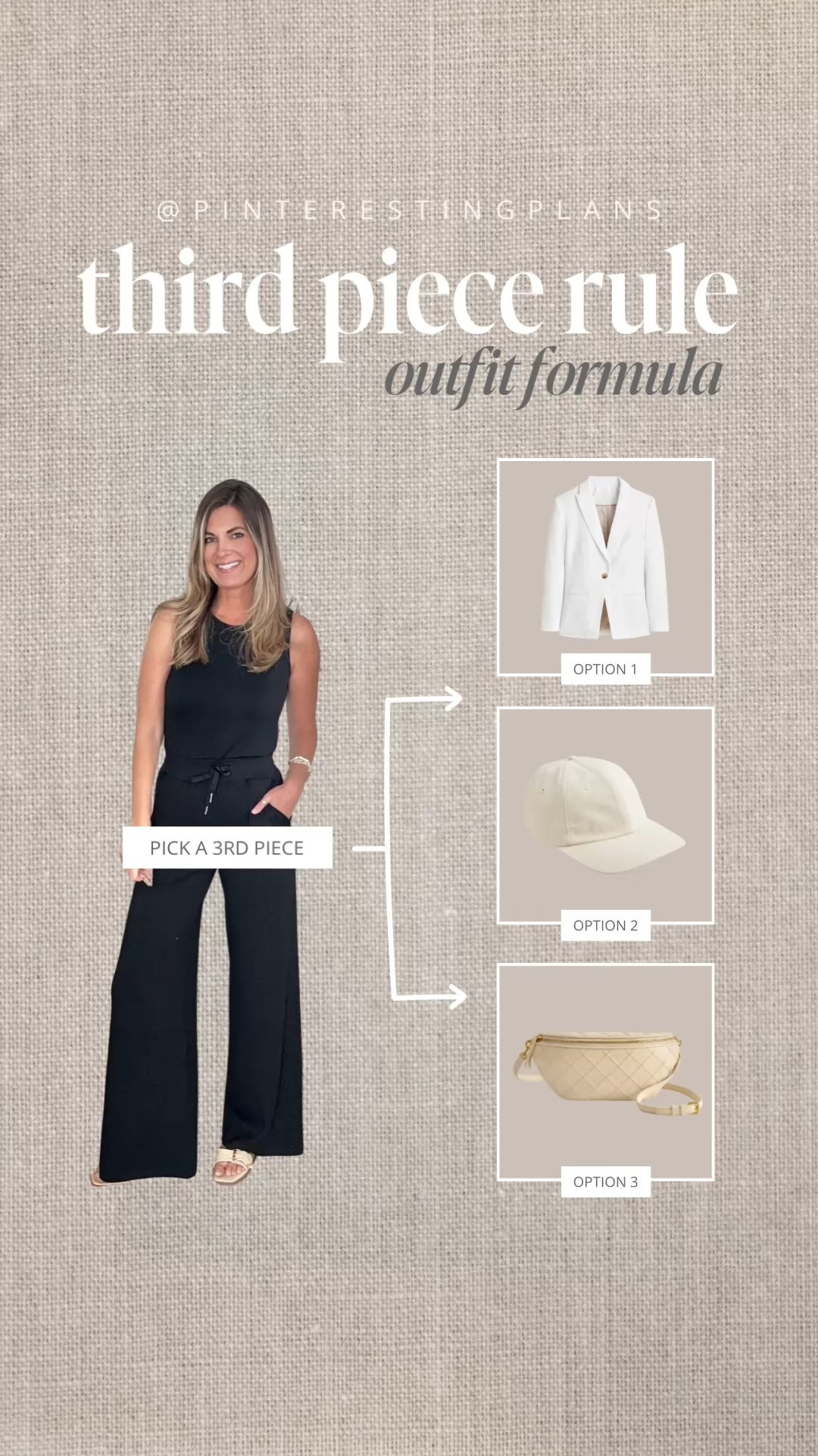 I am 5’11” wearing xs tall in the jumpsuit. Which 3rd piece would you pick to complete this look? 

More details on the blog 👉🏻 www.pinterestingplans.com/the-third-piece-rule

#LTKTravel #LTKOver40 #LTKStyleTip