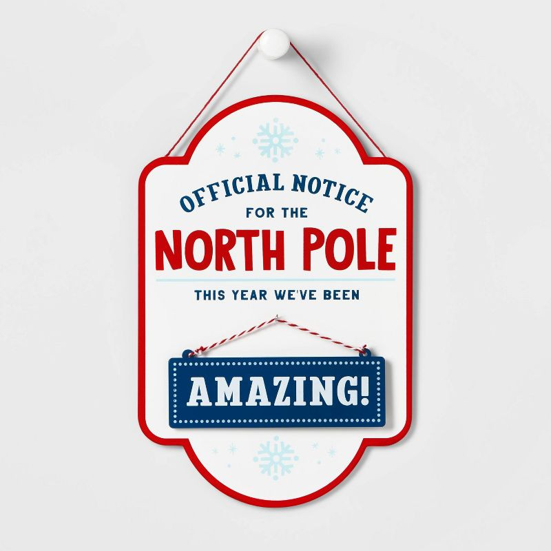 11.81" North Pole 'Amazing/Nice' Notice Wall Sign - Wondershop™ | Target