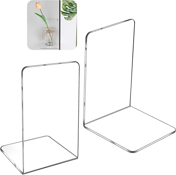 Tisovixo Acrylic Bookend,Clear Book End,Heavy Duty Book Holder,Desk Organizer,Non-Skid Book Stopp... | Amazon (US)