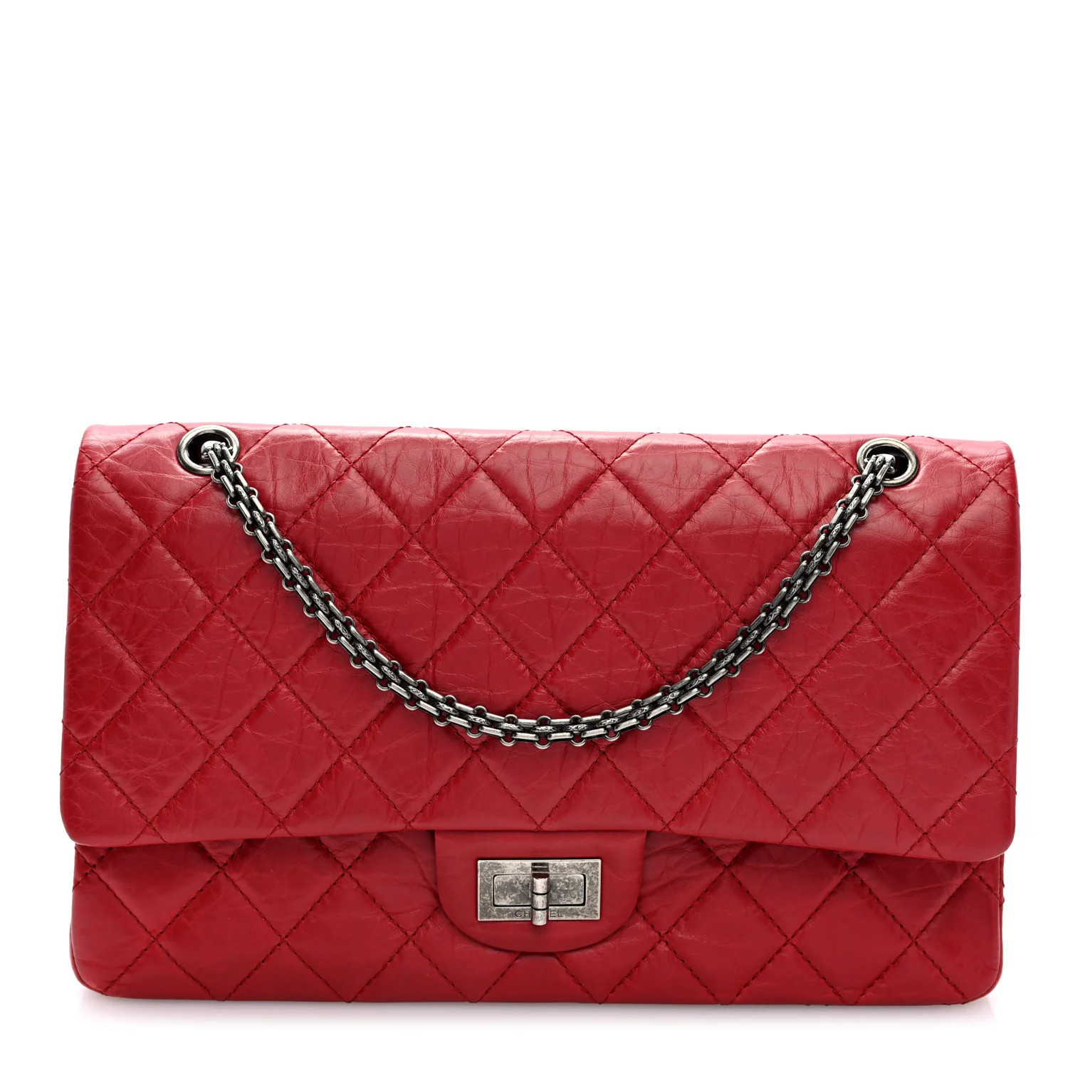 CHANEL Aged Calfskin Quilted 2.55 Reissue 227 Flap Red | FASHIONPHILE | FASHIONPHILE (US)