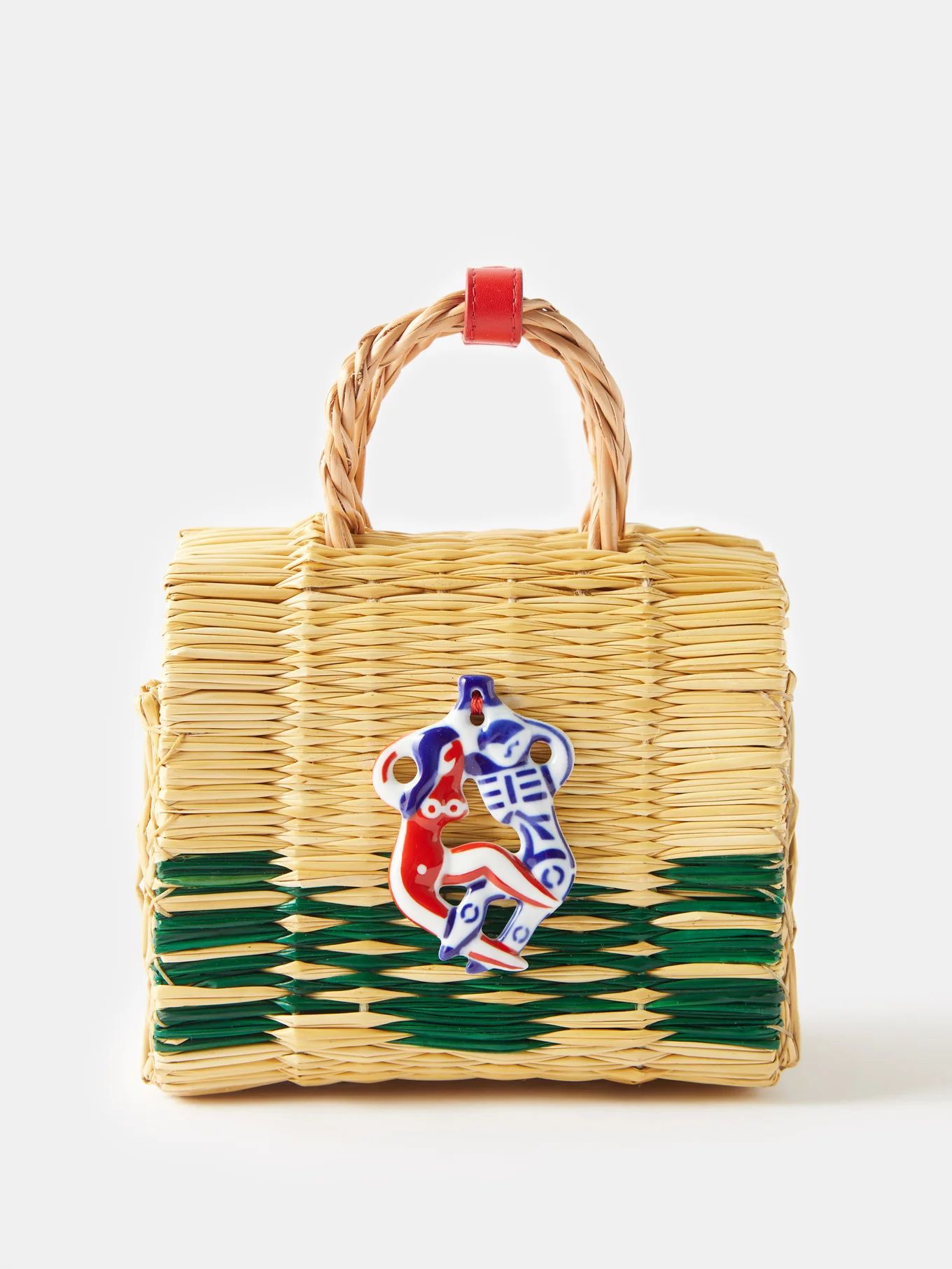 Chacha mini porcelain-charm rattan basket bag | Heimat Atlantica | Matches (US)