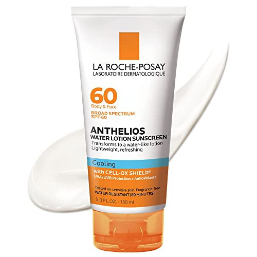 La Roche-Posay Anthelios Cooling Water Sunscreen Lotion, Water Based Sunscreen for Face & Body, Broad Spectrum SPF + Antioxidants, Fast Absorbing Water-Like Texture, Oil Free Sunscreen SPF 60 | Amazon (US)