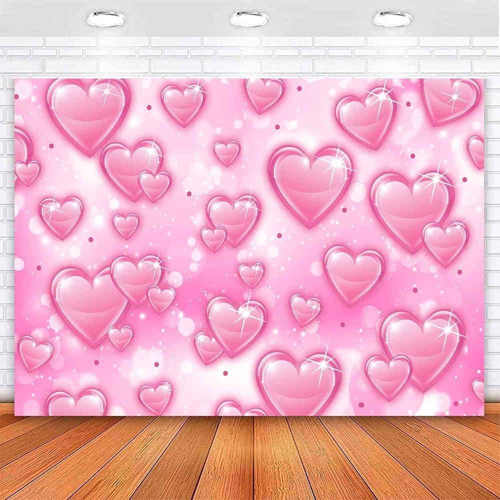 Sensfun Pink Heart Early 2000s Backdrop Y2k Birthday Party Decorations Newborn Baby Shower Love H... | Amazon (US)