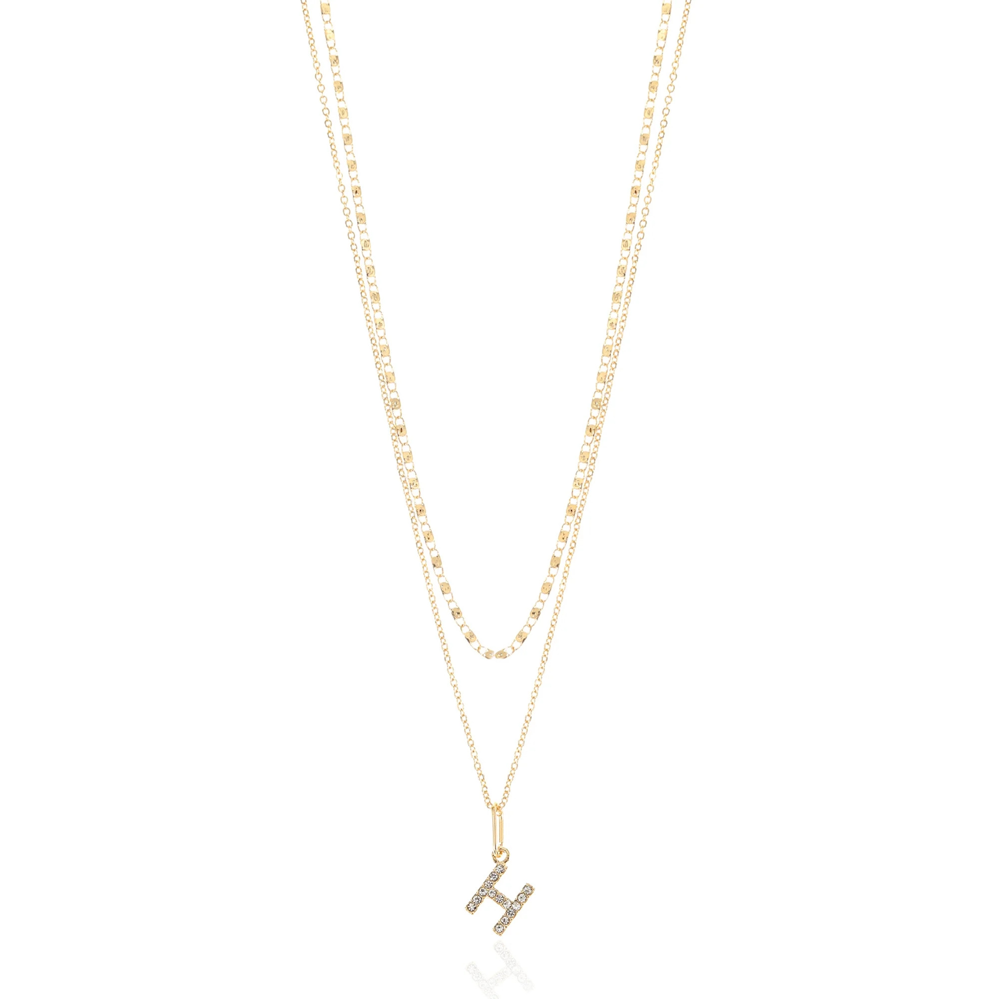 Time and Tru Goldtone Initial Letter Necklace Set for Women, 2 Piece Set | Walmart (US)