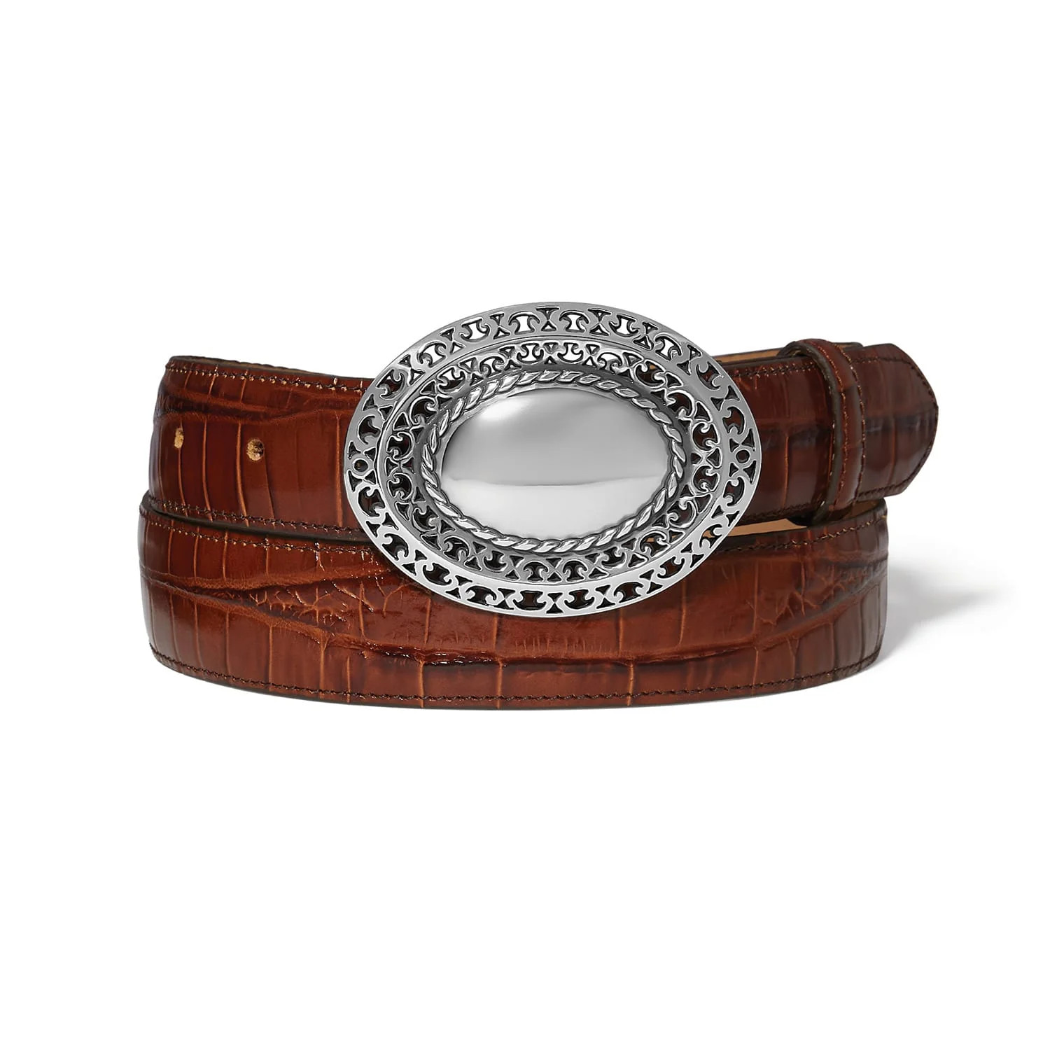 Filigree Ladies Belt - Italian Croco-Embossed Leather | Brighton
