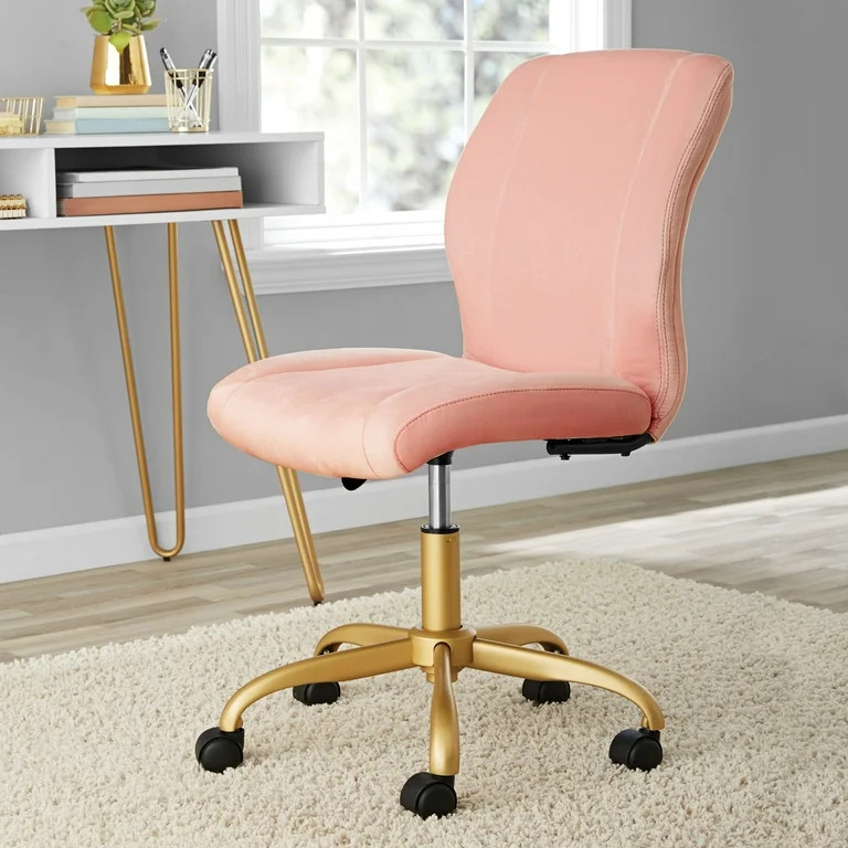 Mainstays Plush Velvet Office Chair, Blush | Walmart (US)
