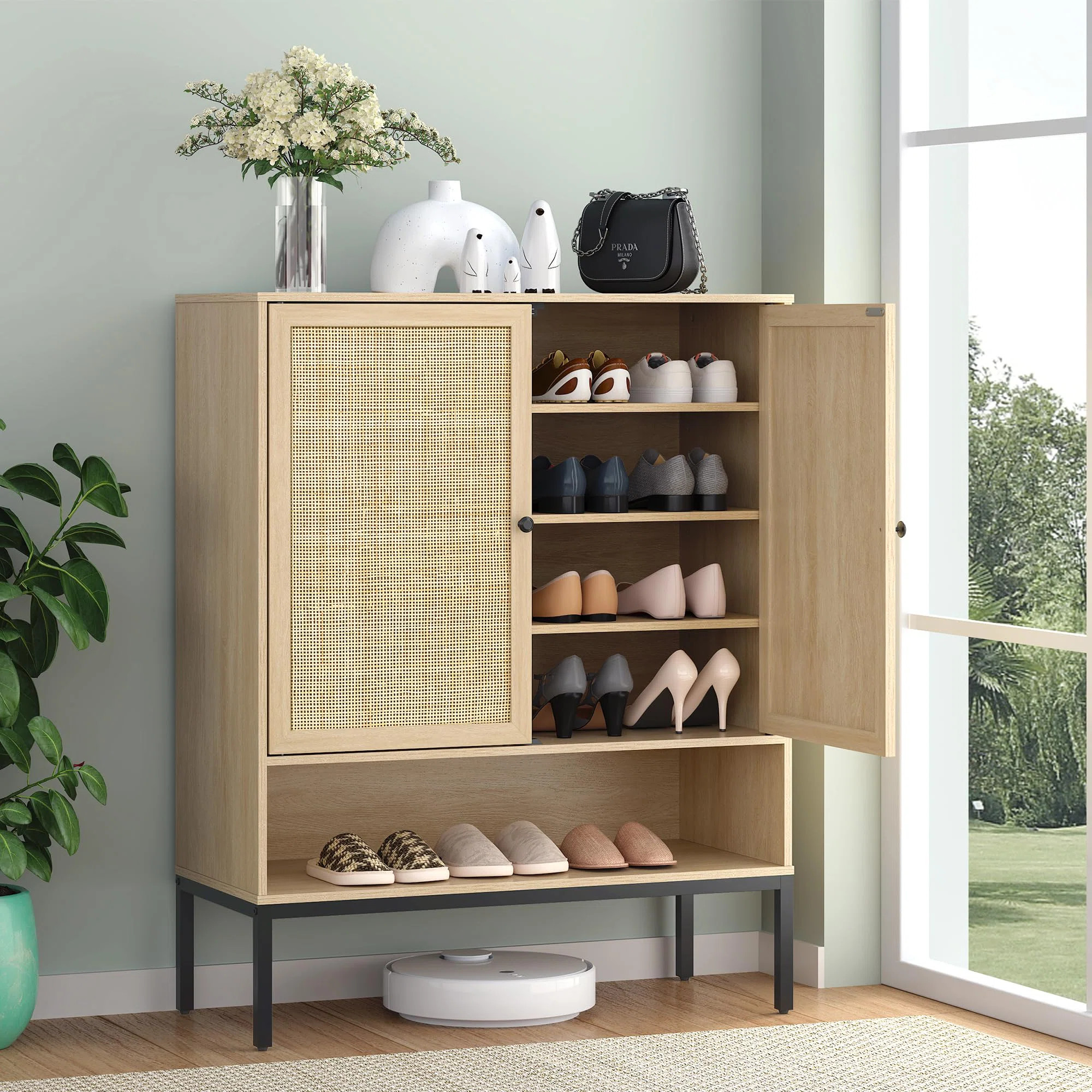 Bay Isle Home™ Boho Natural Rattan 5-tier Shoe Cabinet & Reviews | Wayfair | Wayfair North America