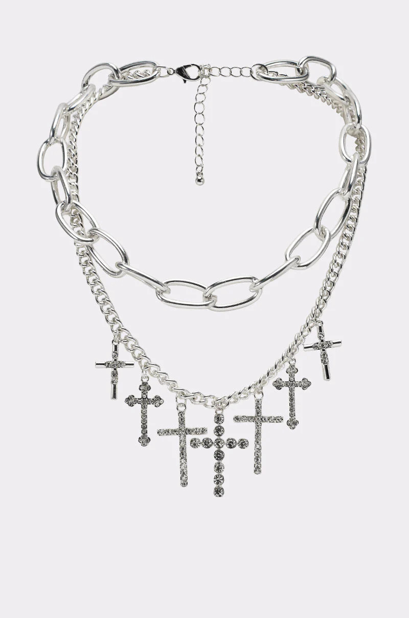 AKIRA Cross My Heart Silver Necklace | AKIRA