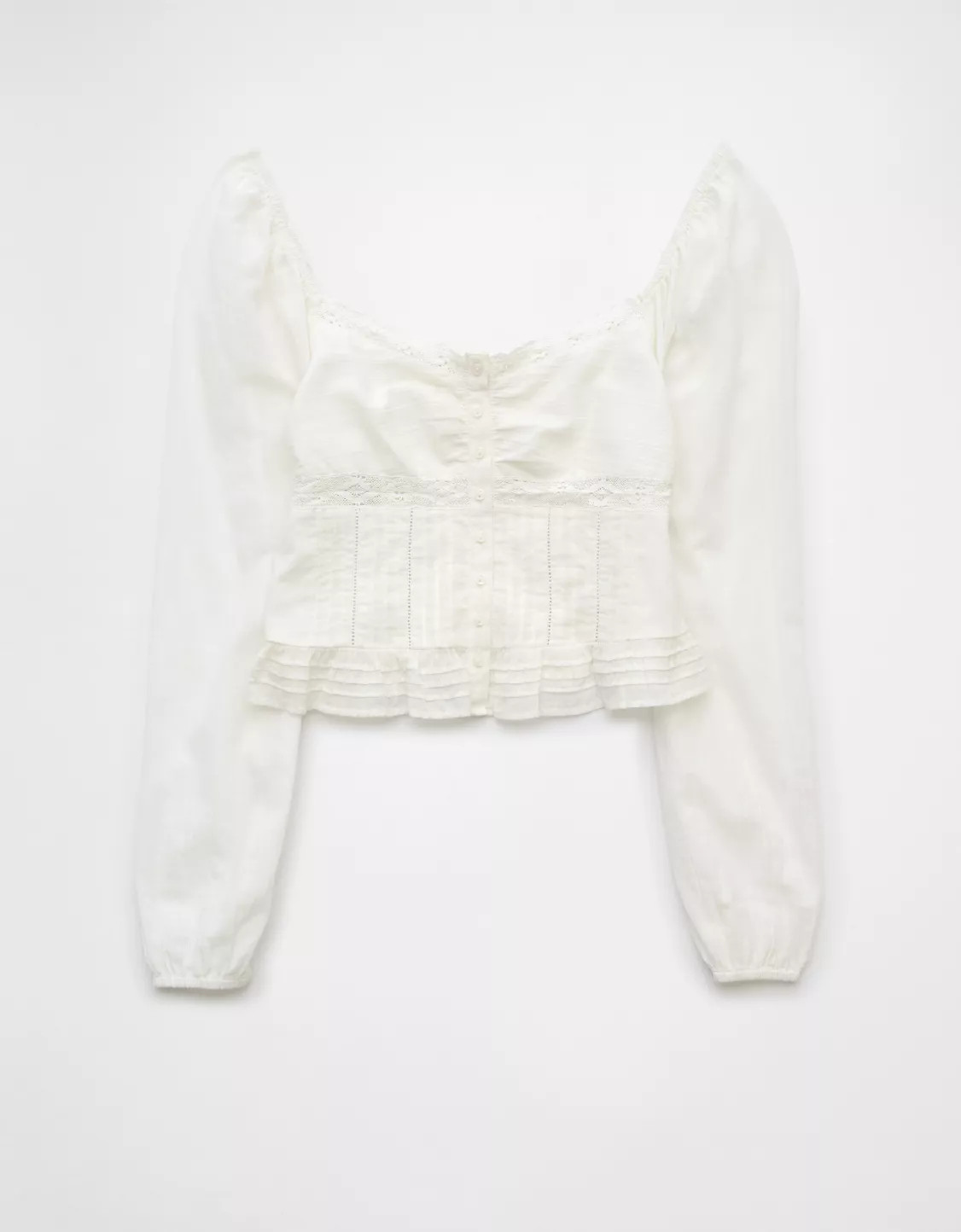 AE Long-Sleeve Cinched Blouse | American Eagle Outfitters (US & CA)