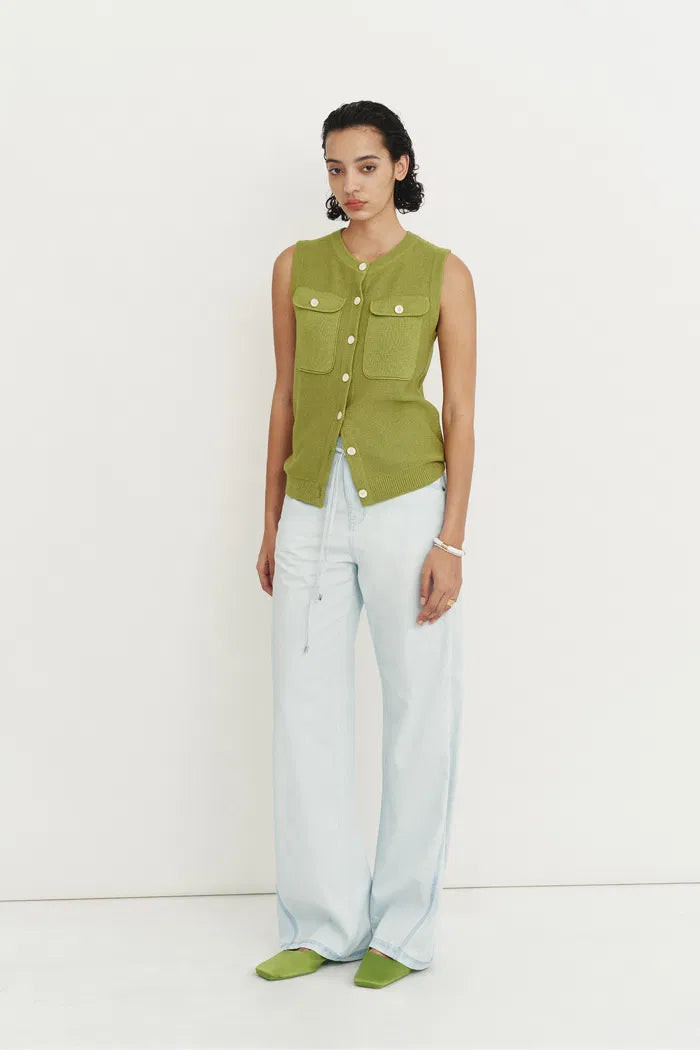 Winnie Sleeveless Knit Vest Top in Linen Blend | Fabrique