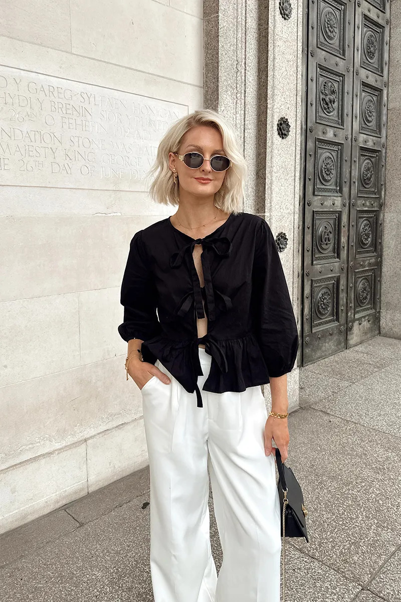 Tie Front Blouse | In The Style