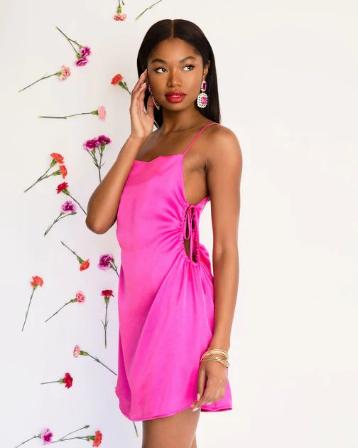 Tickled Side Cut Out Ruched Mini Dress - Pink | VICI Collection