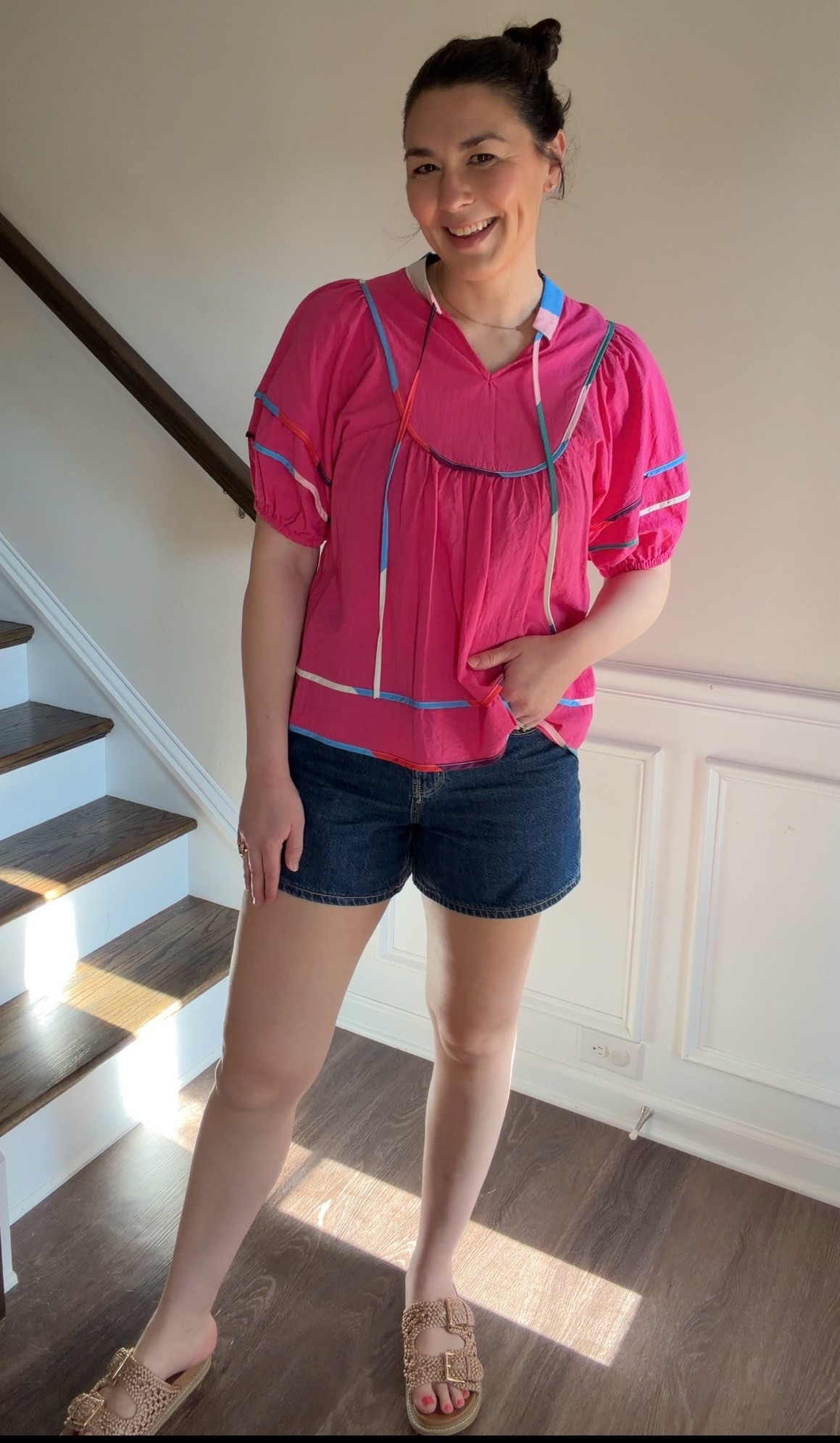 Bright & fun outfit for Spring & Summer 💕

My top & shorts both run TTS. Wearing a medium in the top - comes in time it color options! Such a good denim short for moms - great flattering length!

#LTKootd #LTKTall #LTKWorkwear