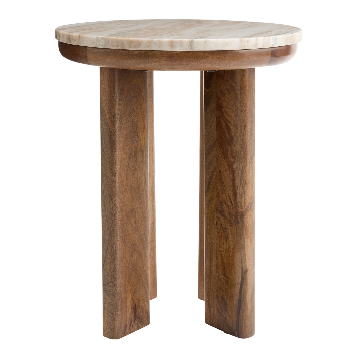 Maderno Round Marble Top and Wood End Table | World Market