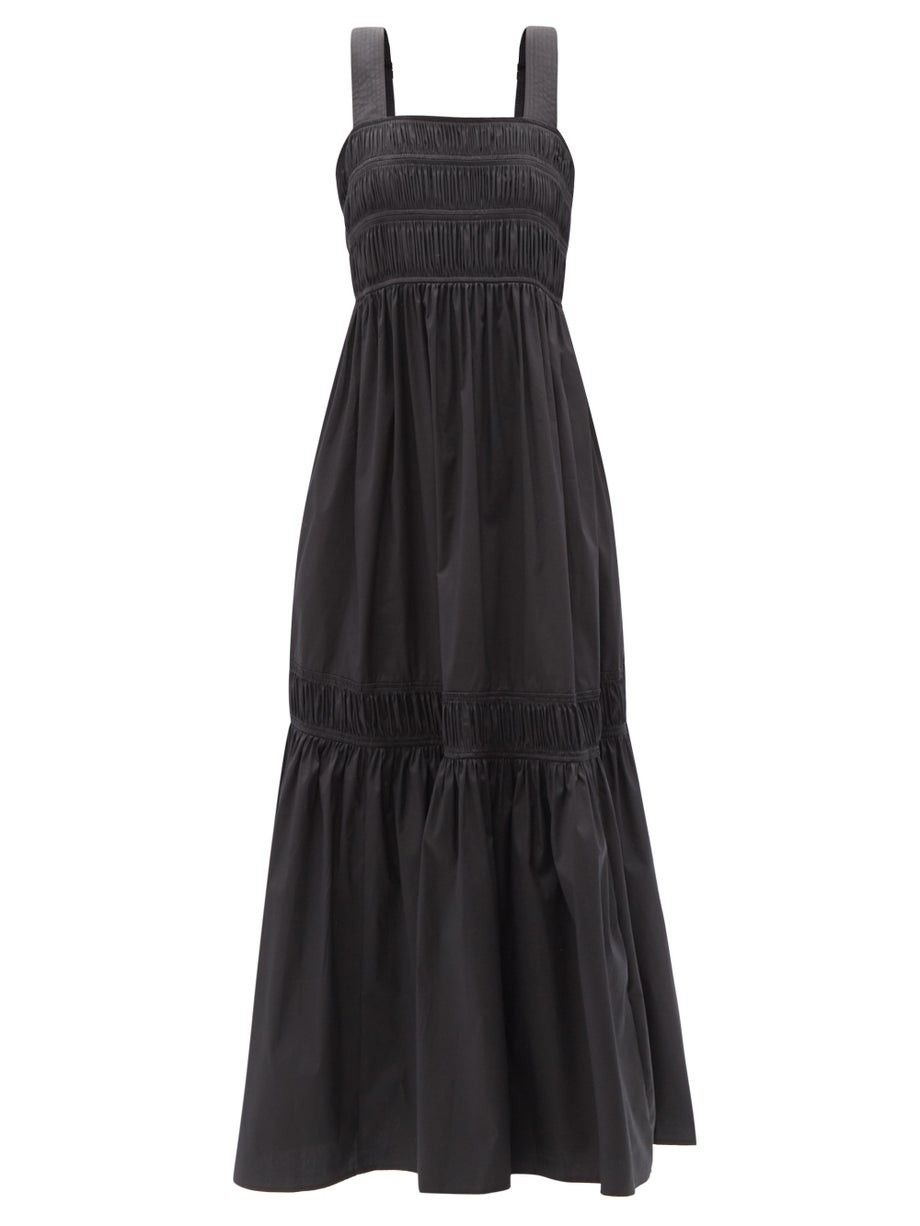 Elsie Apron shirred cotton-blend maxi dress | Lee Mathews | Matches (US)