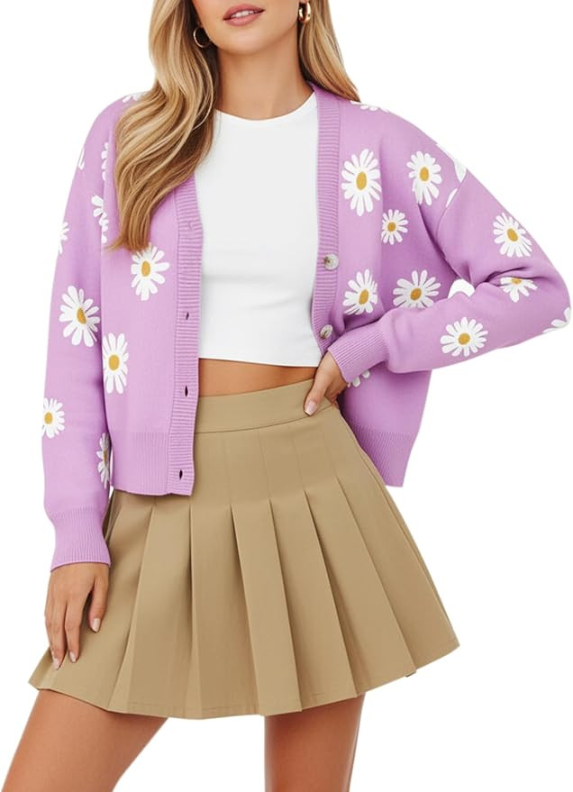 ANRILITA Women's V Neck Long Sleeve Open Front Chunky Cardigan Fall Knitted Button Up Sweaters | Amazon (US)