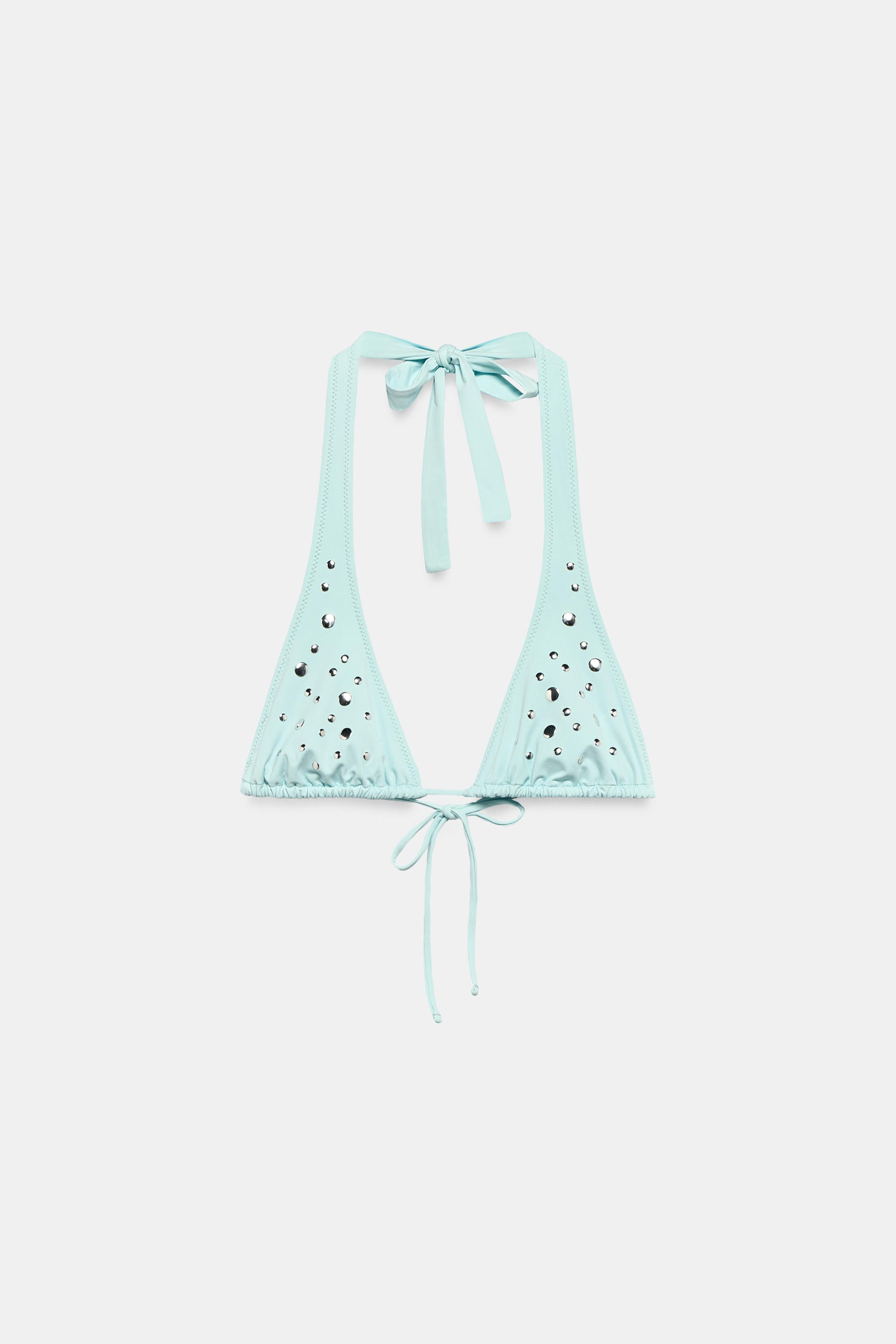 STUDDED SLIDING TRIANGLE BIKINI TOP | Zara US