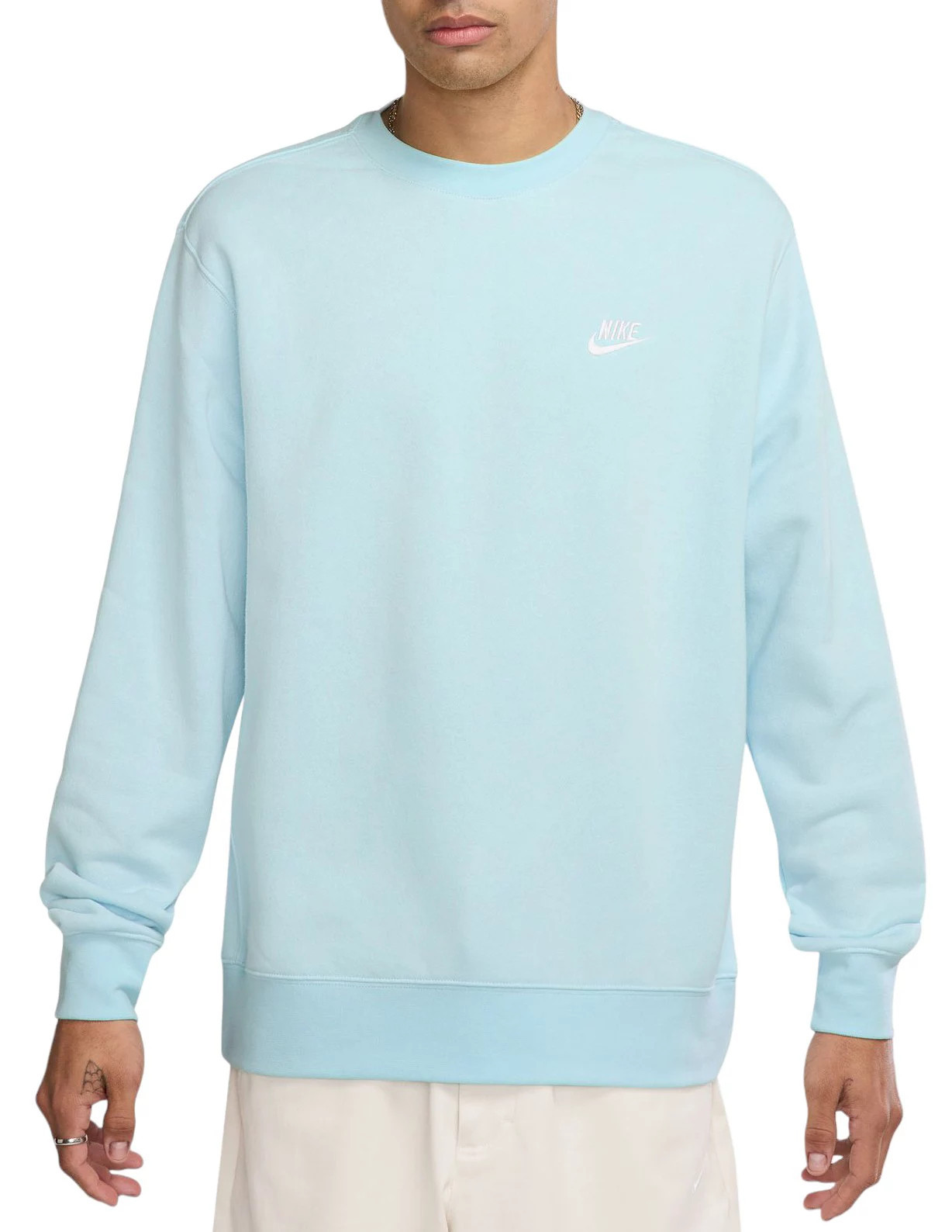 Nike Men's Sportswear Club Fleece Crewneck Sweatshirt, Small, Glacier Blue | Going Going Gone