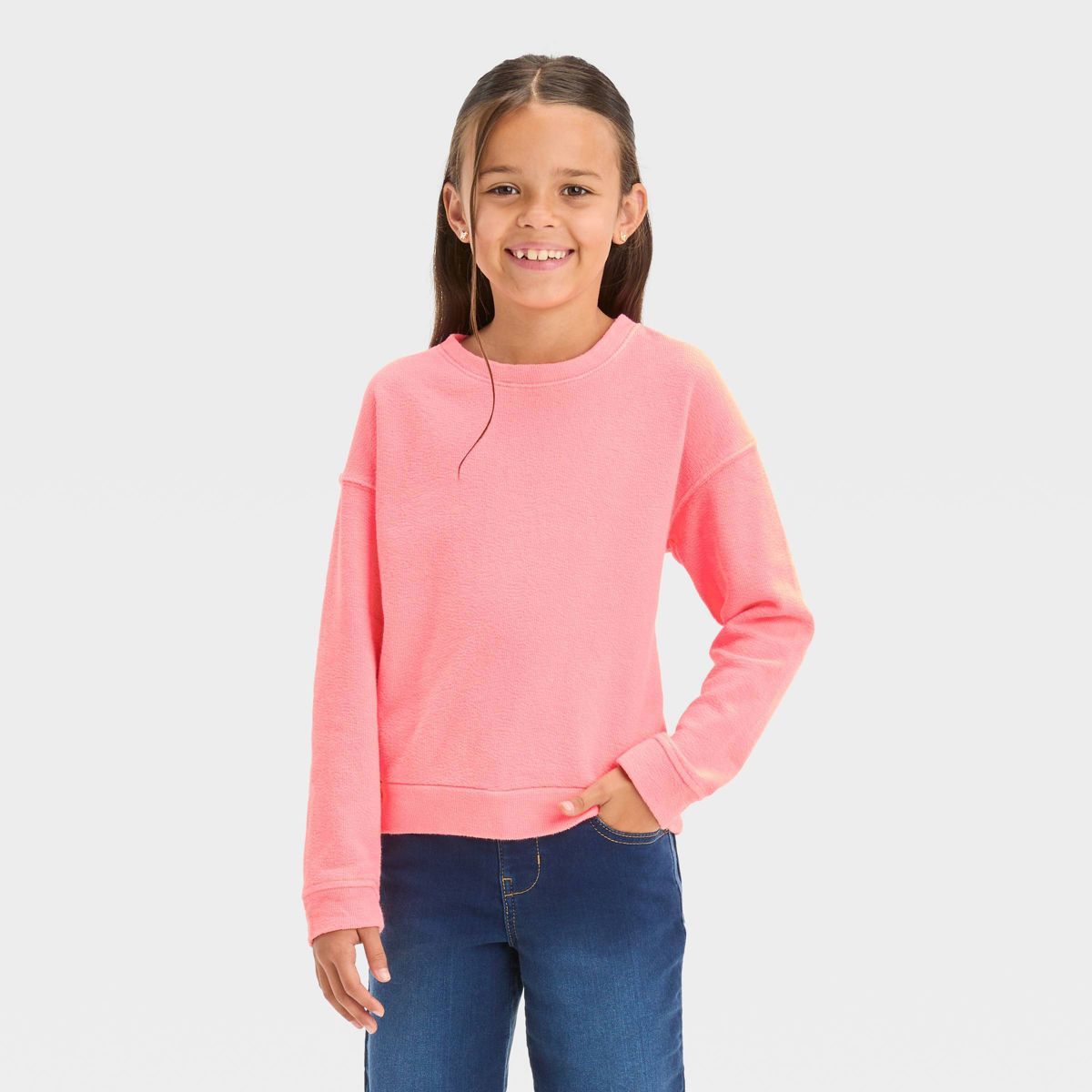 Girls' Crew Neck Pullover Sweatshirt - Cat & Jack™ | Target