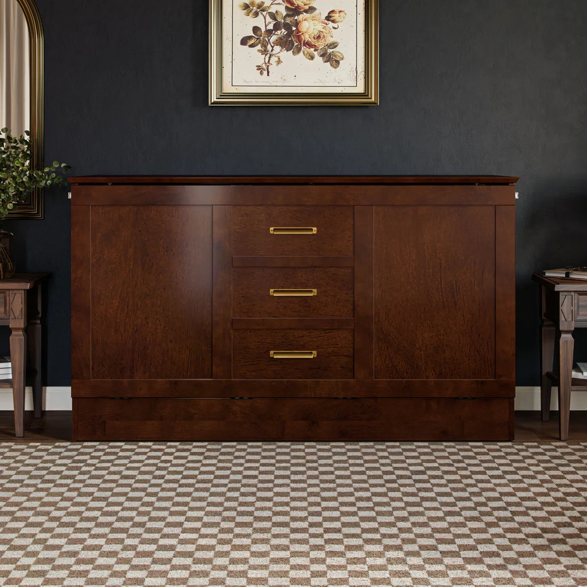 Charleston Queen Wood Murphy Bed Chest with 6" Mattress | Wayfair North America