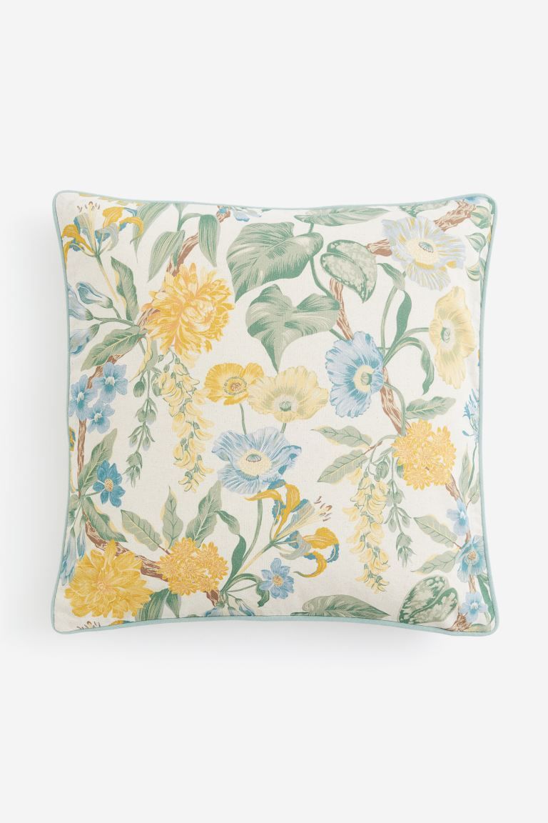 Patterned Cushion Cover - Light green/floral - Home All | H&M US | H&M (US + CA)