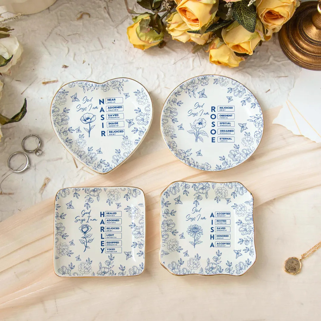 Personalized Christian Name Jewelry Dish With Bible Verses, Custom Scripture Gift for Women, God ... | Etsy (US)