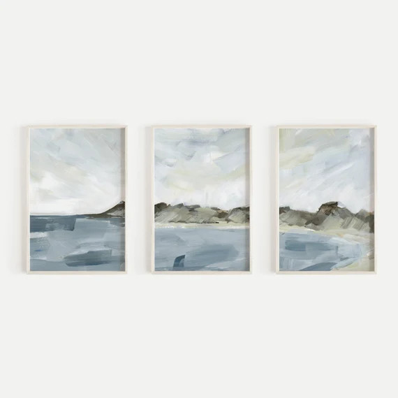 Coastal Wall Art Coastline Painting Beach Decor Modern Shore - Etsy | Etsy (US)